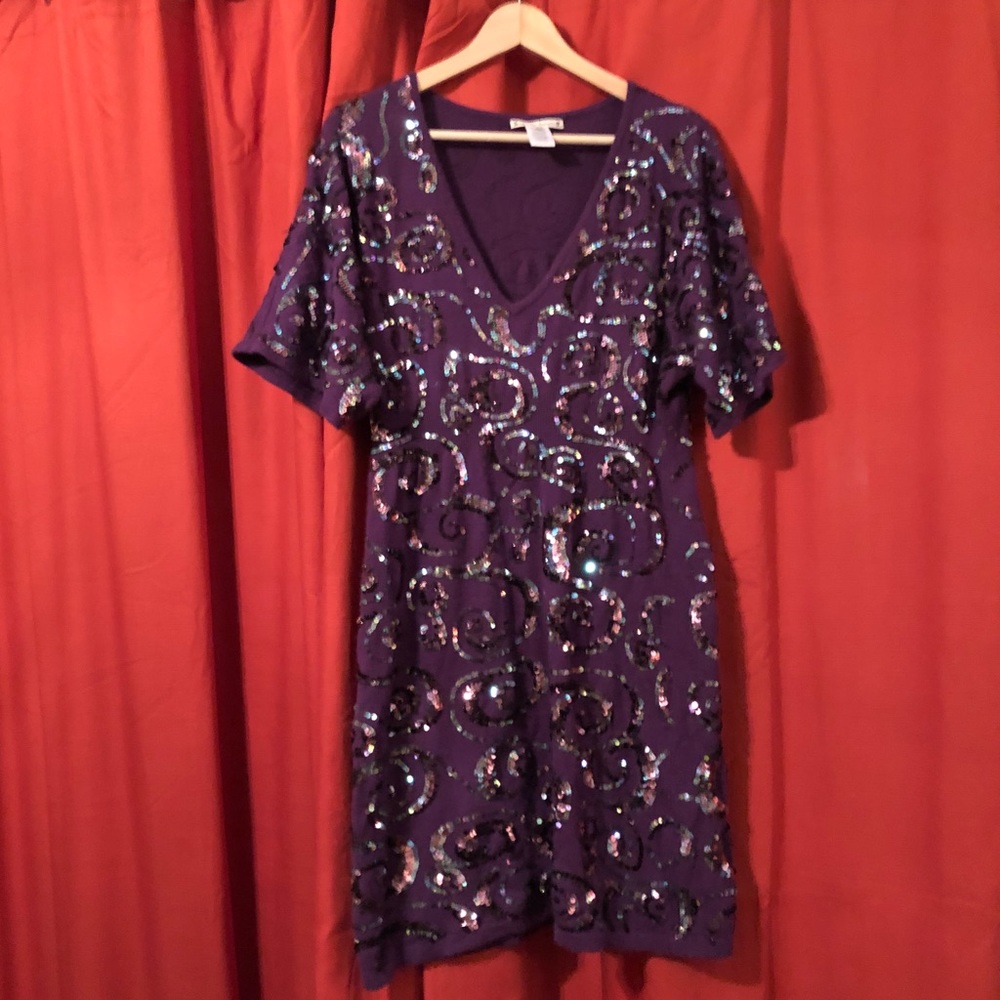 Nanette Lepore Purple Sheath Sweater-Dress